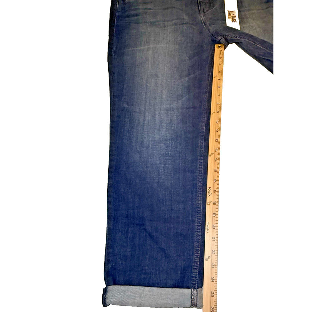 Vintage America Blues Boyfriend Jeans Women 16/33 Dark Wash Cuffed Stretch - Picture 4 of 8